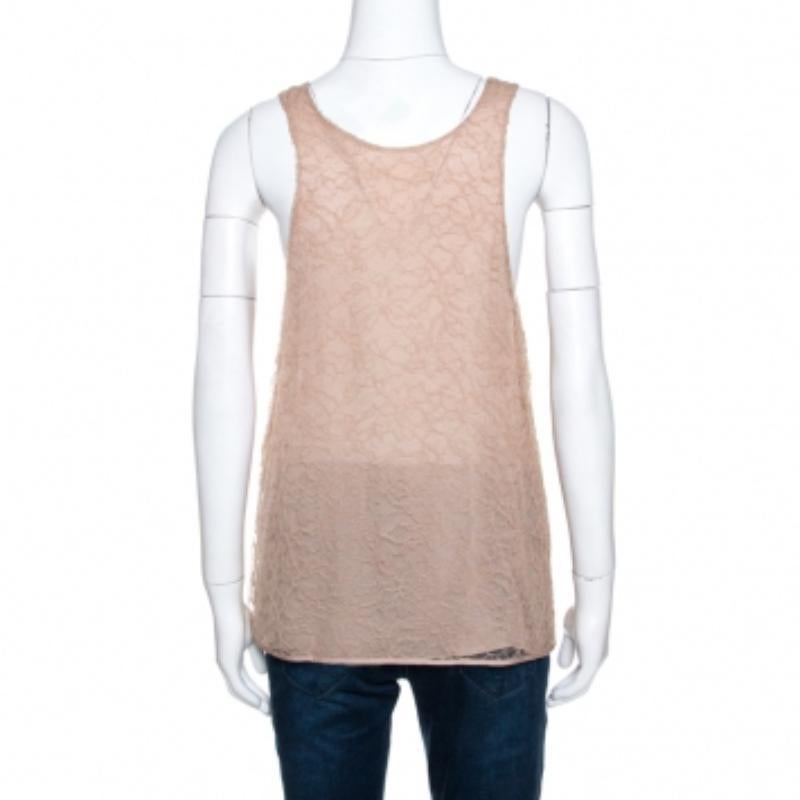 Chloe Beige Lace Sleeveless Top M Bon état - En vente à Dubai, Al Qouz 2