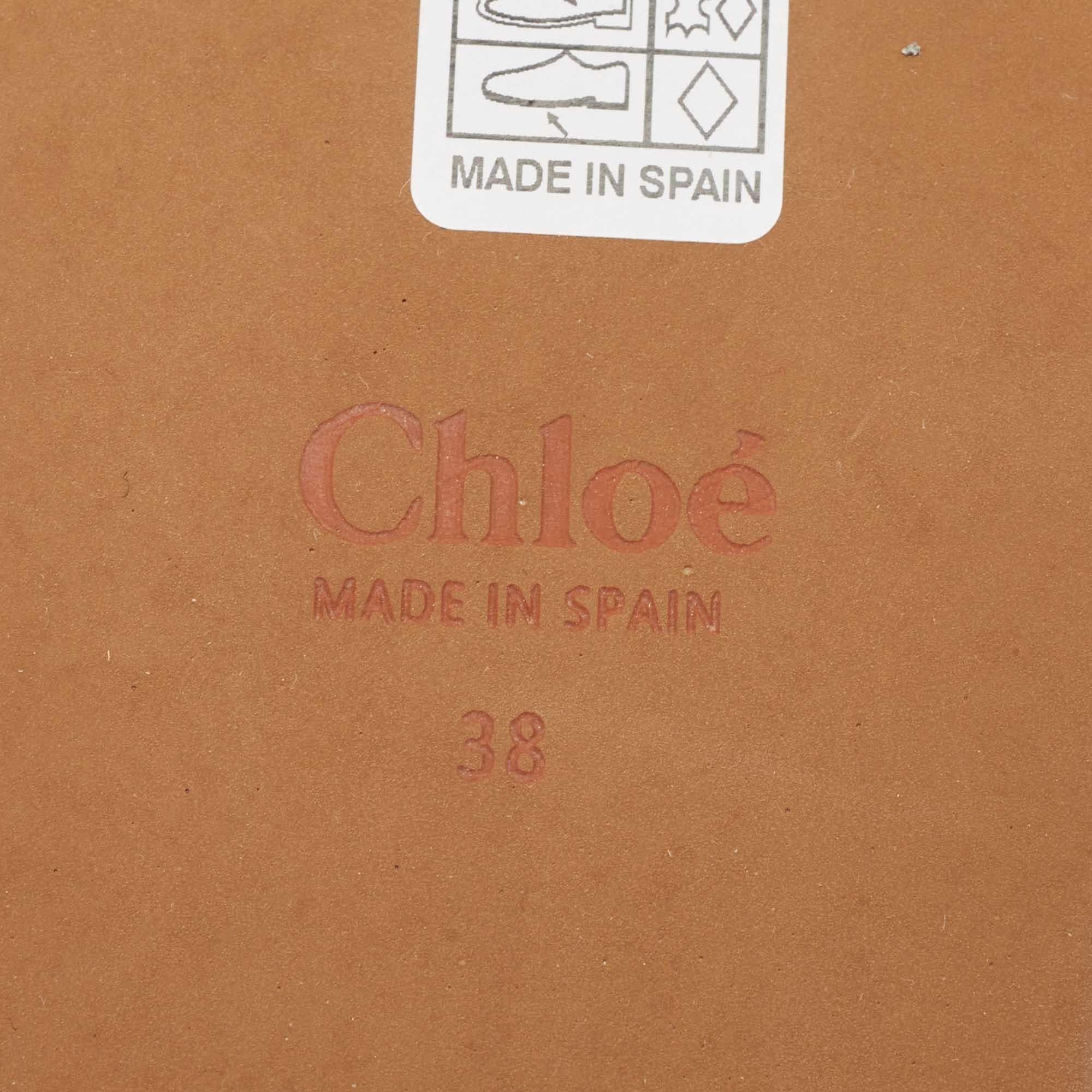 Chloe Beige Laser Cut Canvas Keil Plateau Espadrille Slide Sandalen Größe 38 im Angebot 2