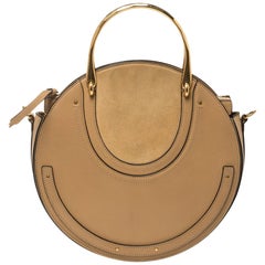 Chloe Beige Leather and Suede Medium Pixie Shoulder Bag