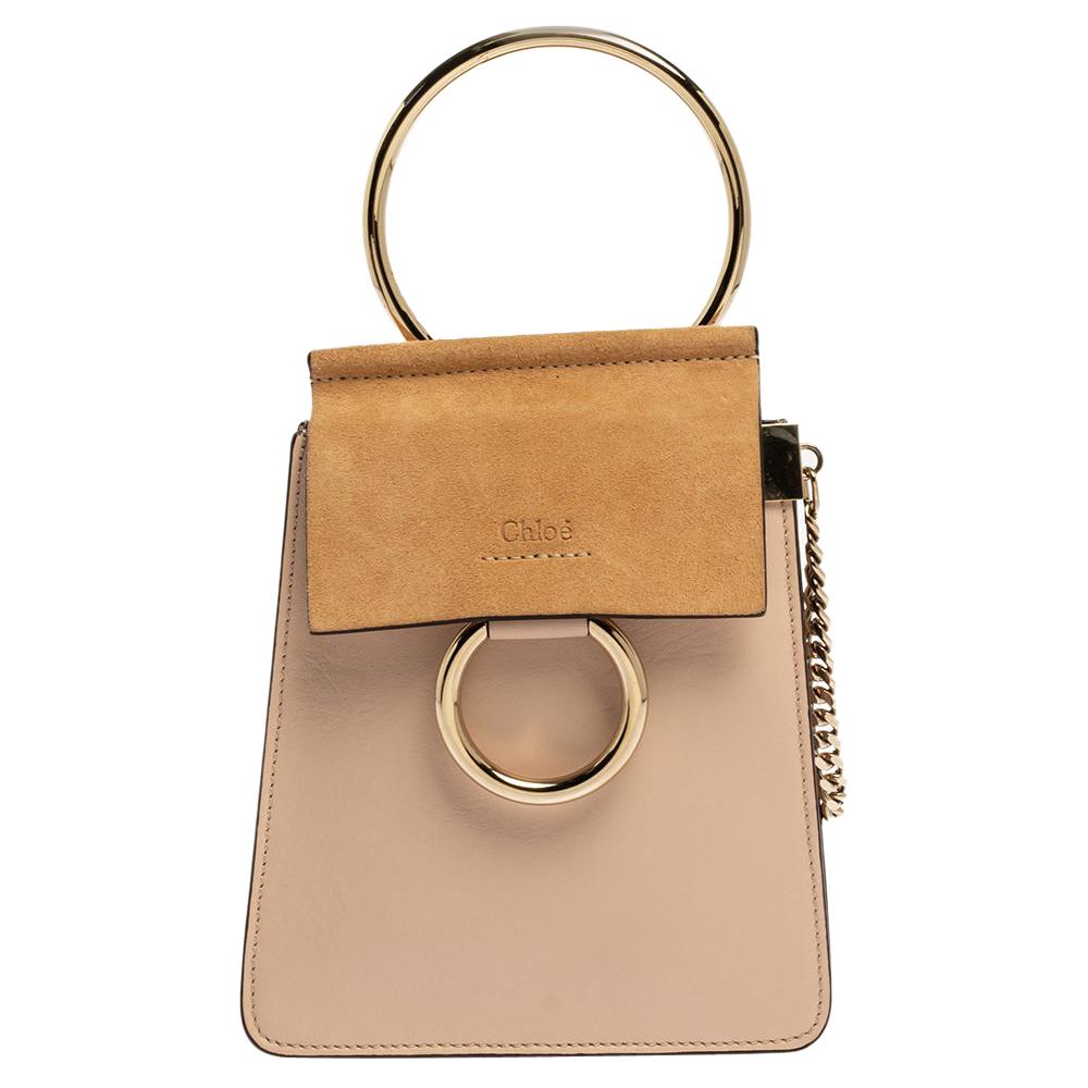 Chloe Beige Leather and Suede Mini Faye Crossbody Bag