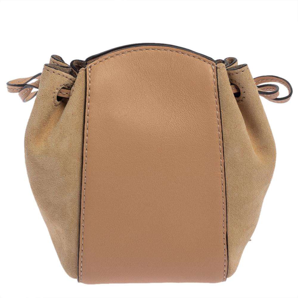 Chloe Beige Leather and Suede Mini Sac Fringe Shoulder Bag In New Condition In Dubai, Al Qouz 2