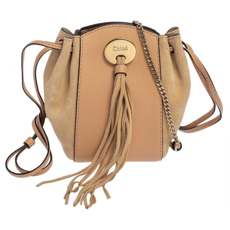 Chloe Beige Leather and Suede Mini Sac Fringe Shoulder Bag at 1stDibs
