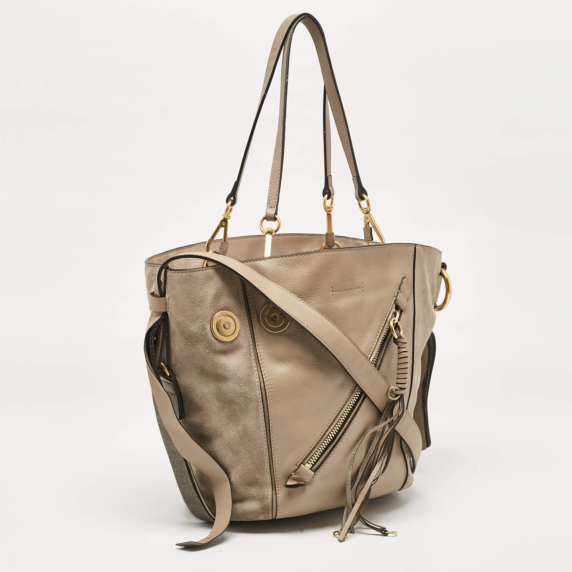 Beige Chloe Tote Myers in pelle e camoscio beige