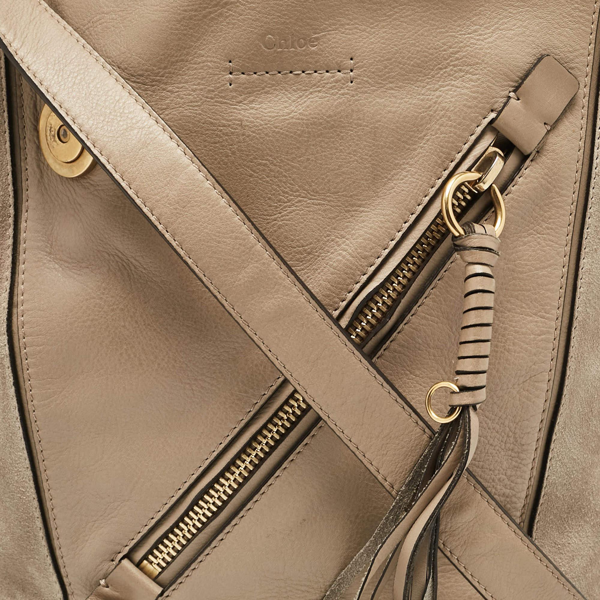 Donna Chloe Tote Myers in pelle e camoscio beige