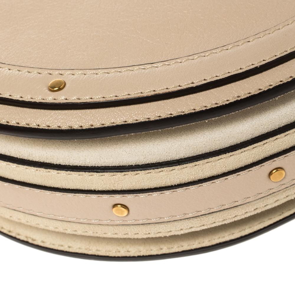 Chloe Beige Leather and Suede Pixie Round Crossbody Bag 4