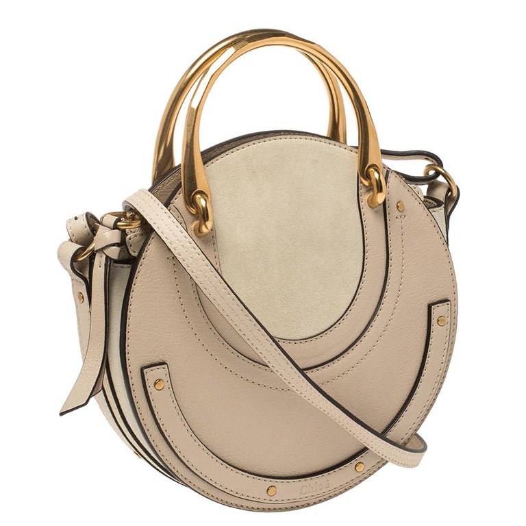 Chloe Beige Leather and Suede Pixie Round Crossbody Bag at 1stDibs