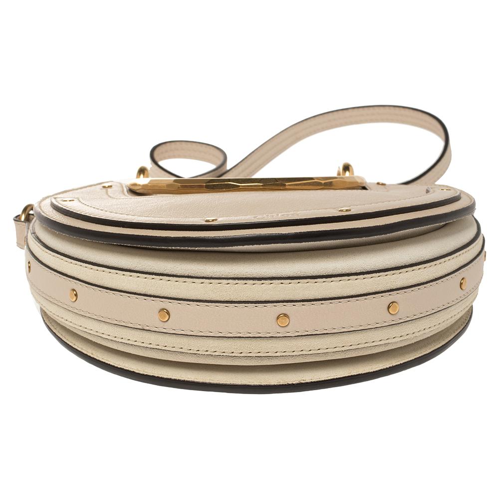 Chloe Beige Leder und Wildleder Pixie Runde Crossbody Tasche 1