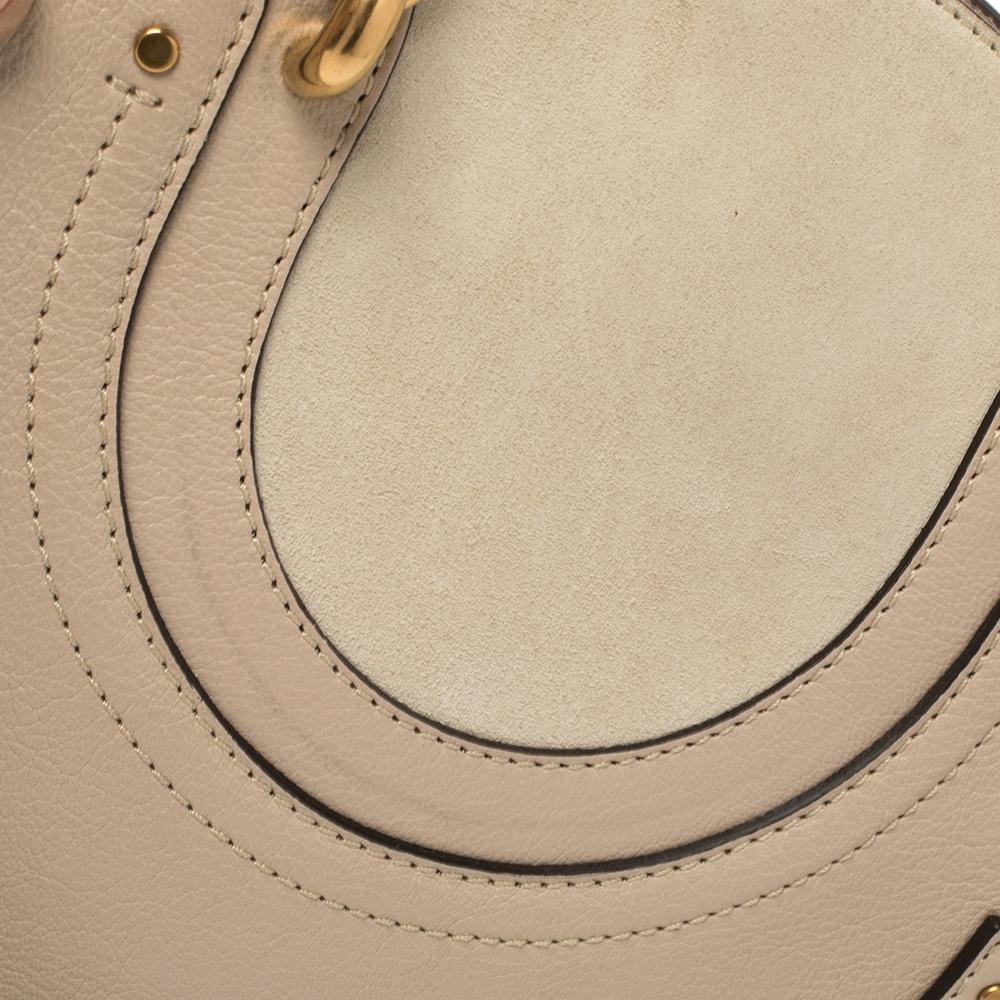 Chloe Beige Leder und Wildleder Pixie Runde Crossbody Tasche 4