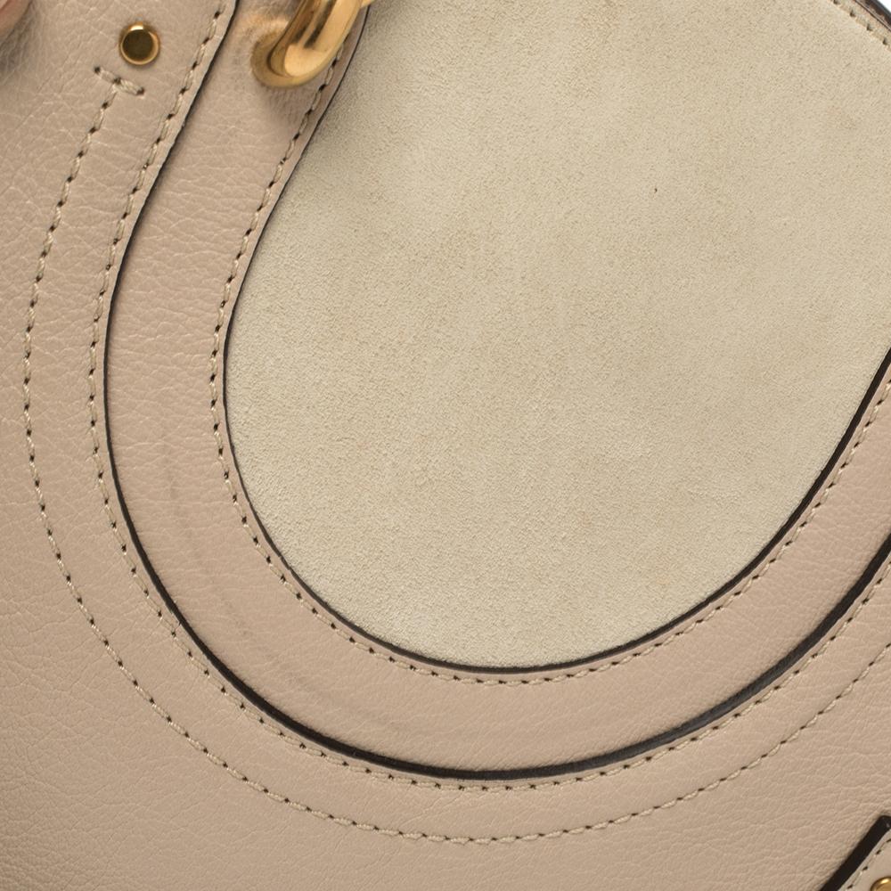 Chloe Beige Leather and Suede Pixie Round Crossbody Bag 2