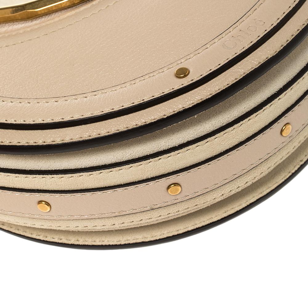 Chloe Beige Leather and Suede Pixie Round Crossbody Bag 3