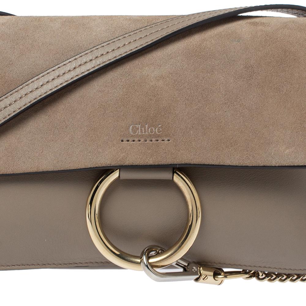 Chloe Beige Leather and Suede Small Faye Shoulder Bag 4