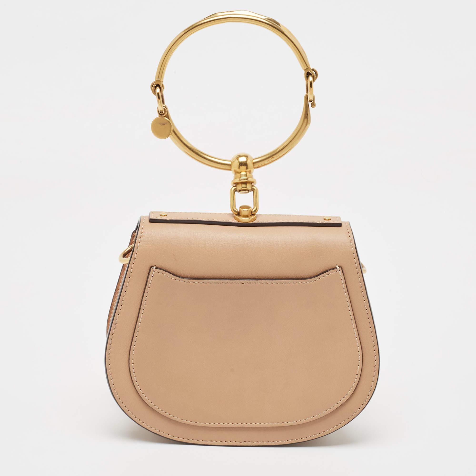 Chloe Beige Leather and Suede Small Nile Bracelet Crossbody Bag 6