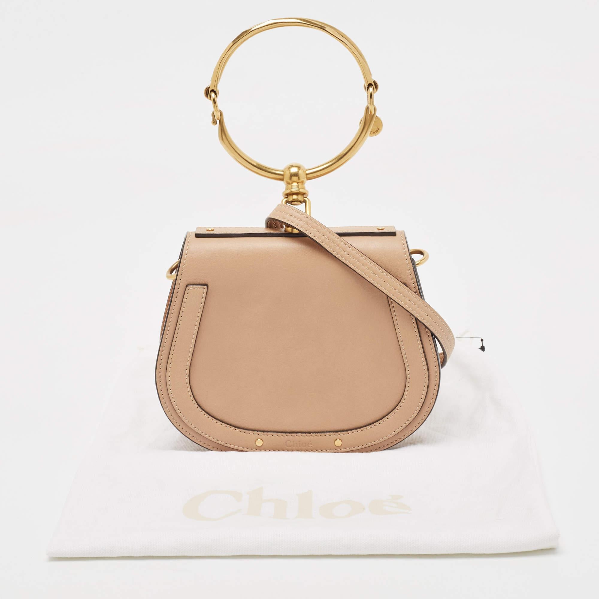 Chloe Beige Leather and Suede Small Nile Bracelet Crossbody Bag 10