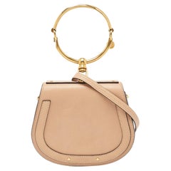 Chloe Beige Leather and Suede Small Nile Bracelet Crossbody Bag