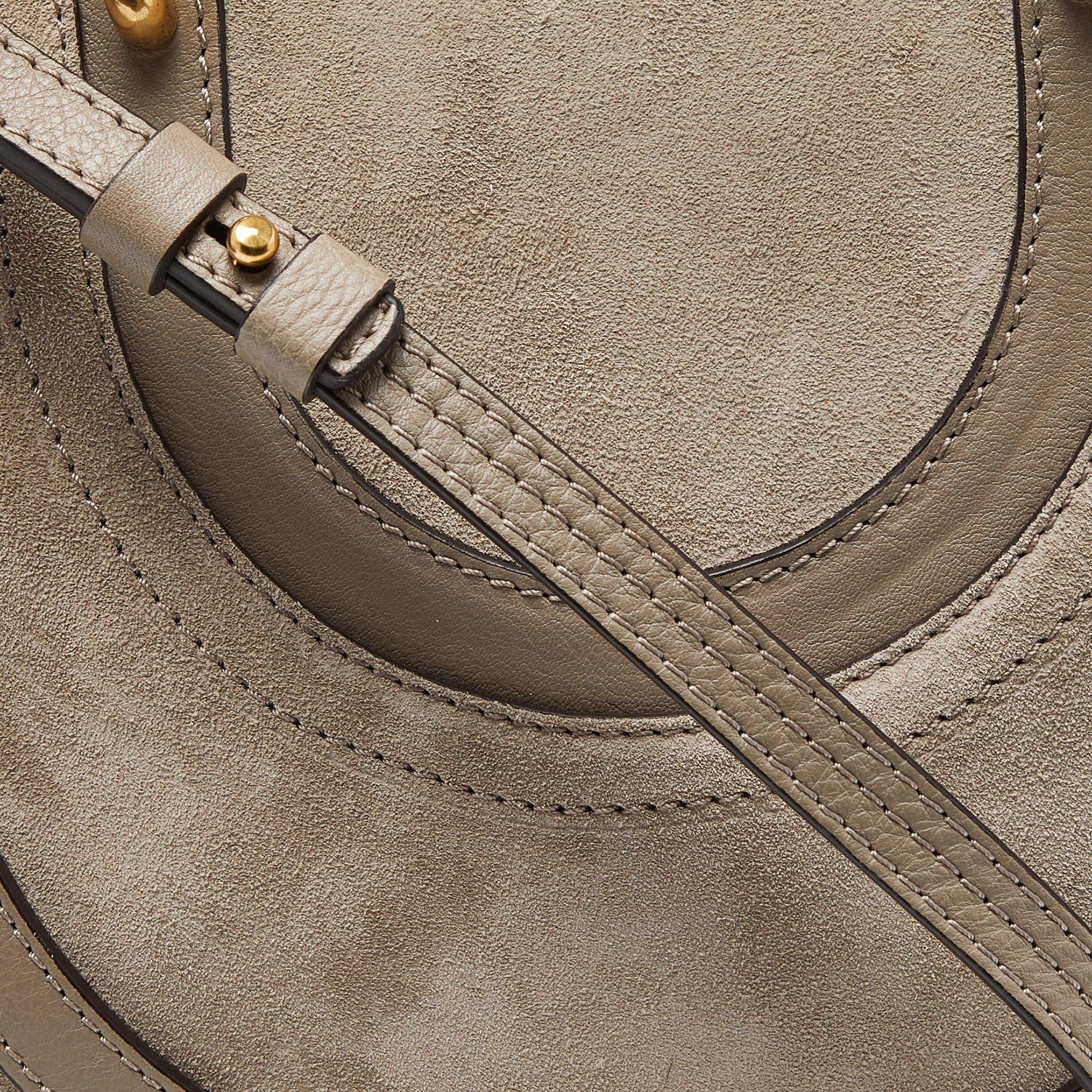 Chloé Beige Leather and Suede Small Pixie Round Crossbody Bag For Sale 2
