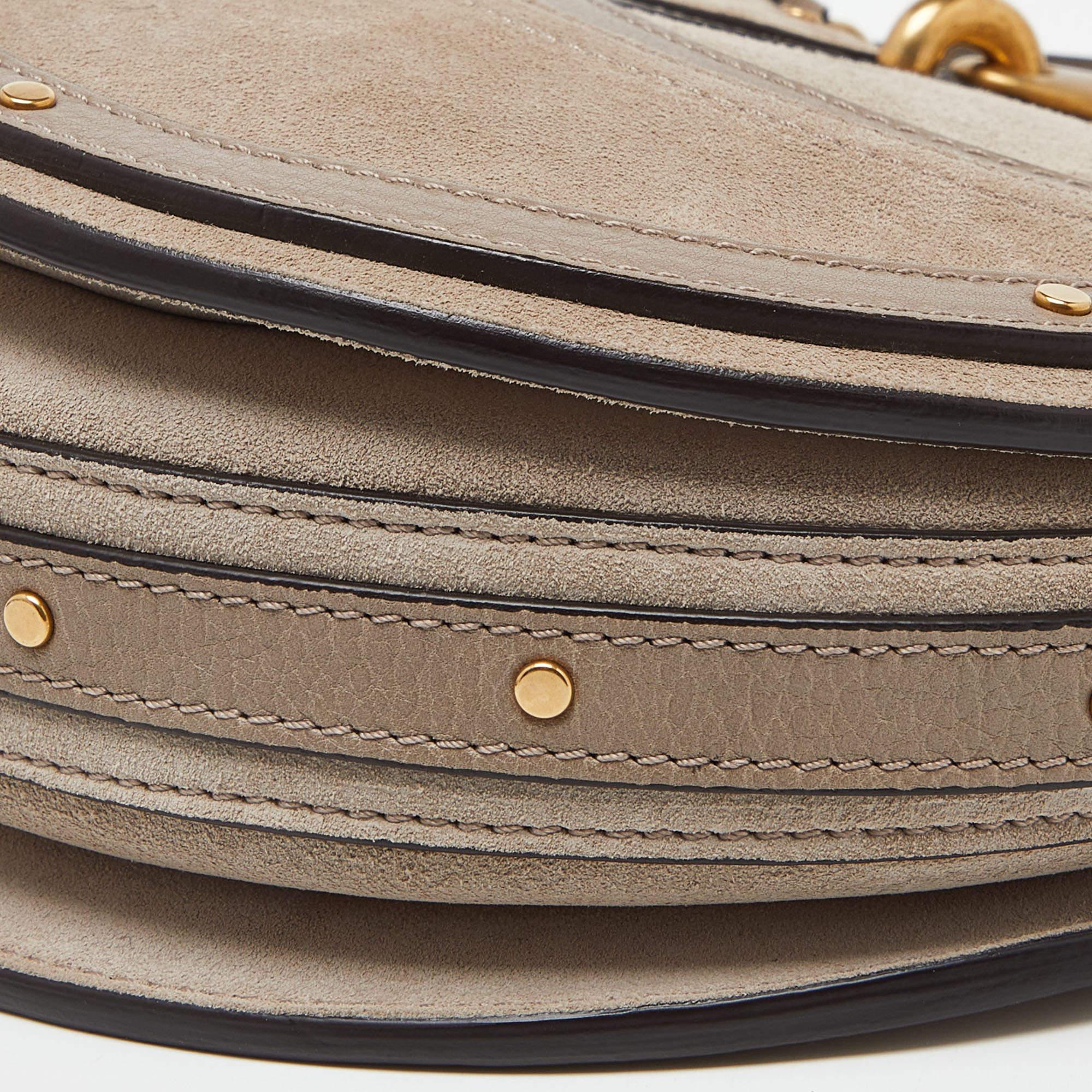 Chloé Beige Leather and Suede Small Pixie Round Crossbody Bag For Sale 3