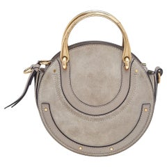 Chloe Beige Leather and Suede Small Pixie Round Crossbody Bag