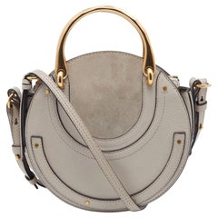 Chloe Beige Leather and Suede Small Pixie Round Crossbody Bag
