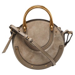 Chloé Beige Leather and Suede Small Pixie Round Crossbody Bag