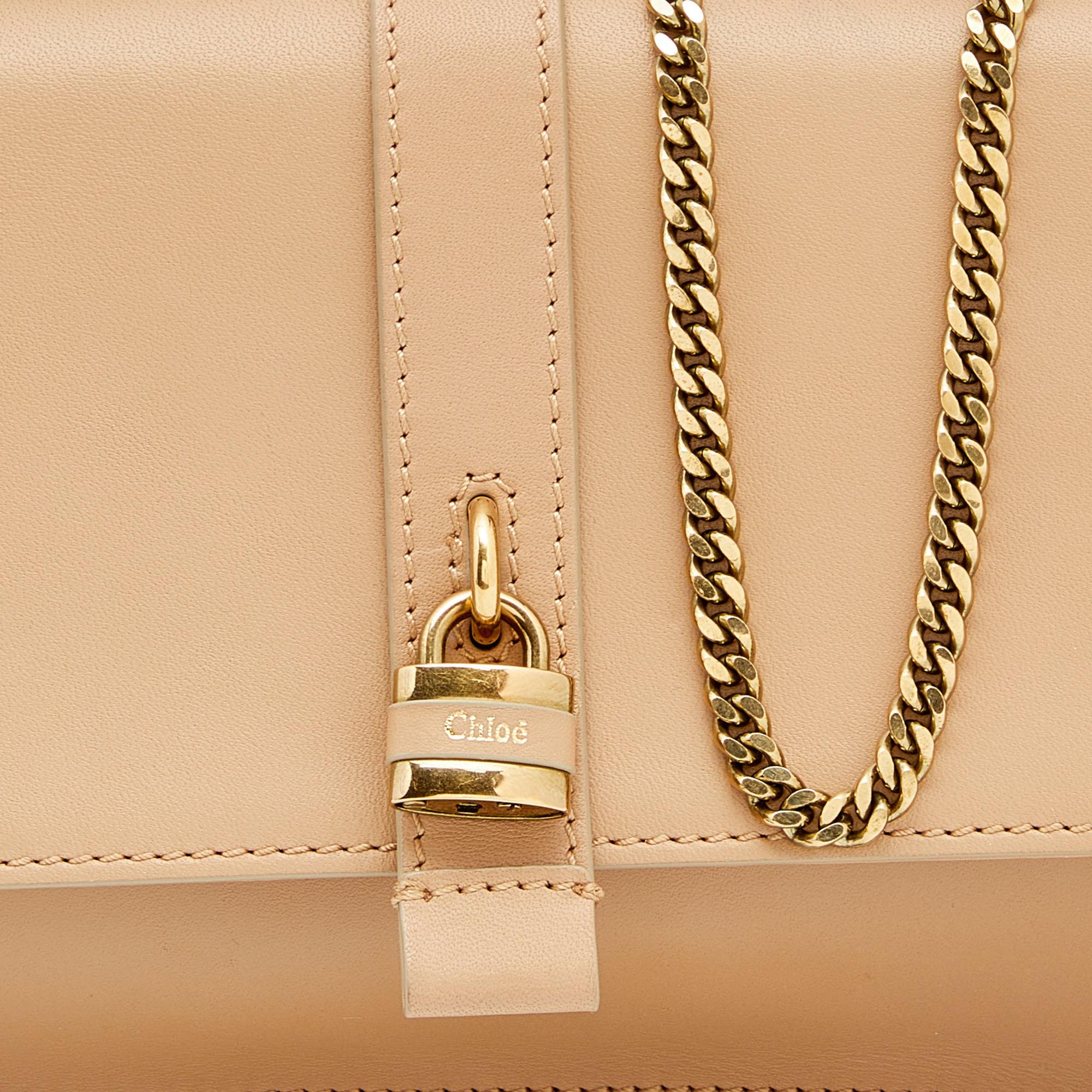Chloe Beige Leather Aurore Wallet on Chain 4