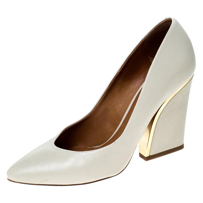 Chloe Beige Leather Beckie Pumps 39 For Sale 1stDibs