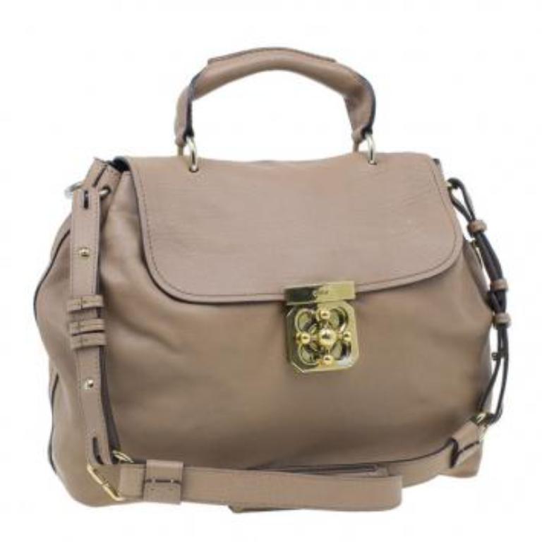 Chloe Beige Leather Elsie Satchel en Bueno estado para la venta en Dubai, Al Qouz 2