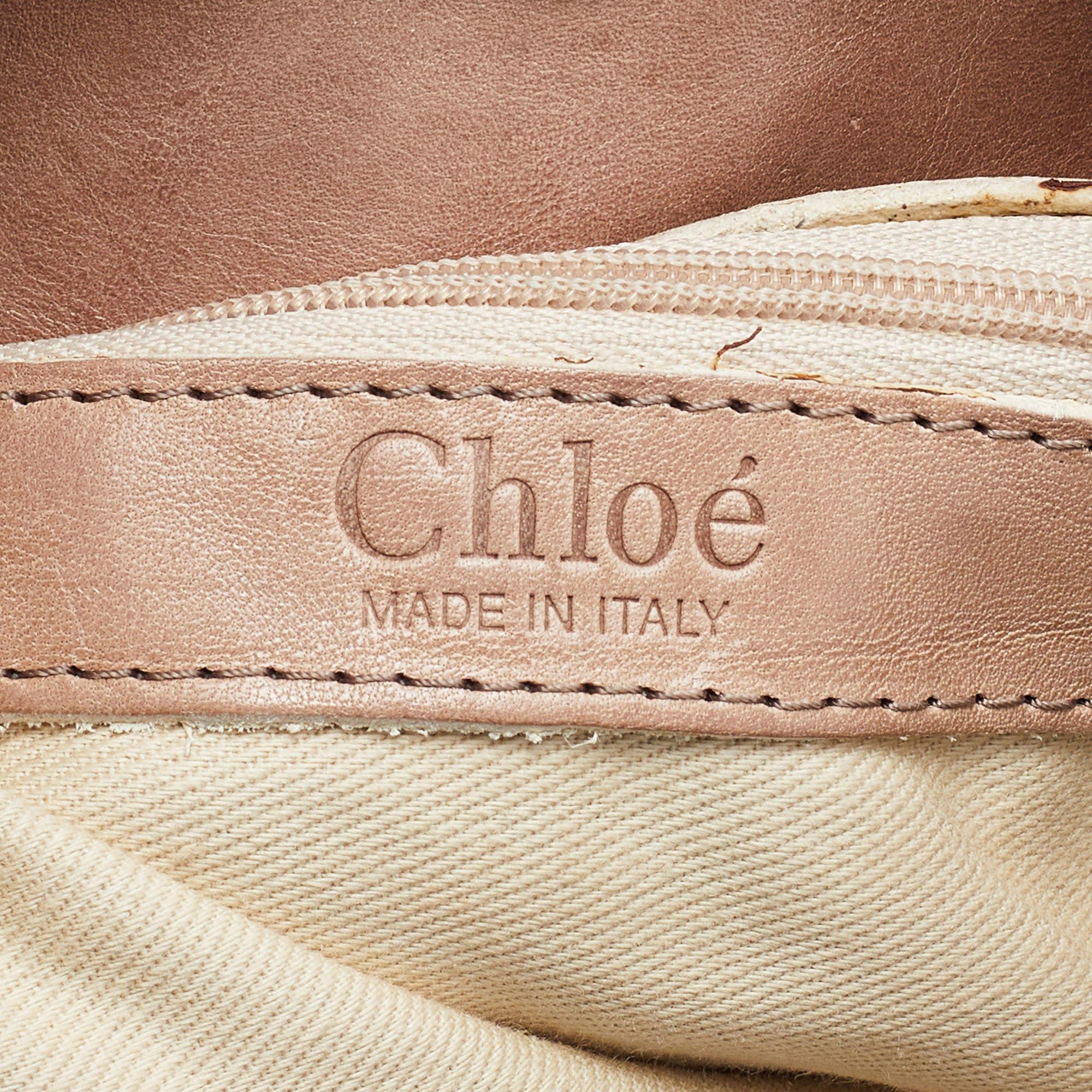 Chloe Beige Leather Large Chain Detail Hobo For Sale 3