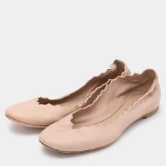 Chloe Beige Leder Lauren Ballettschuhe mit Wellenschliff Größe 35