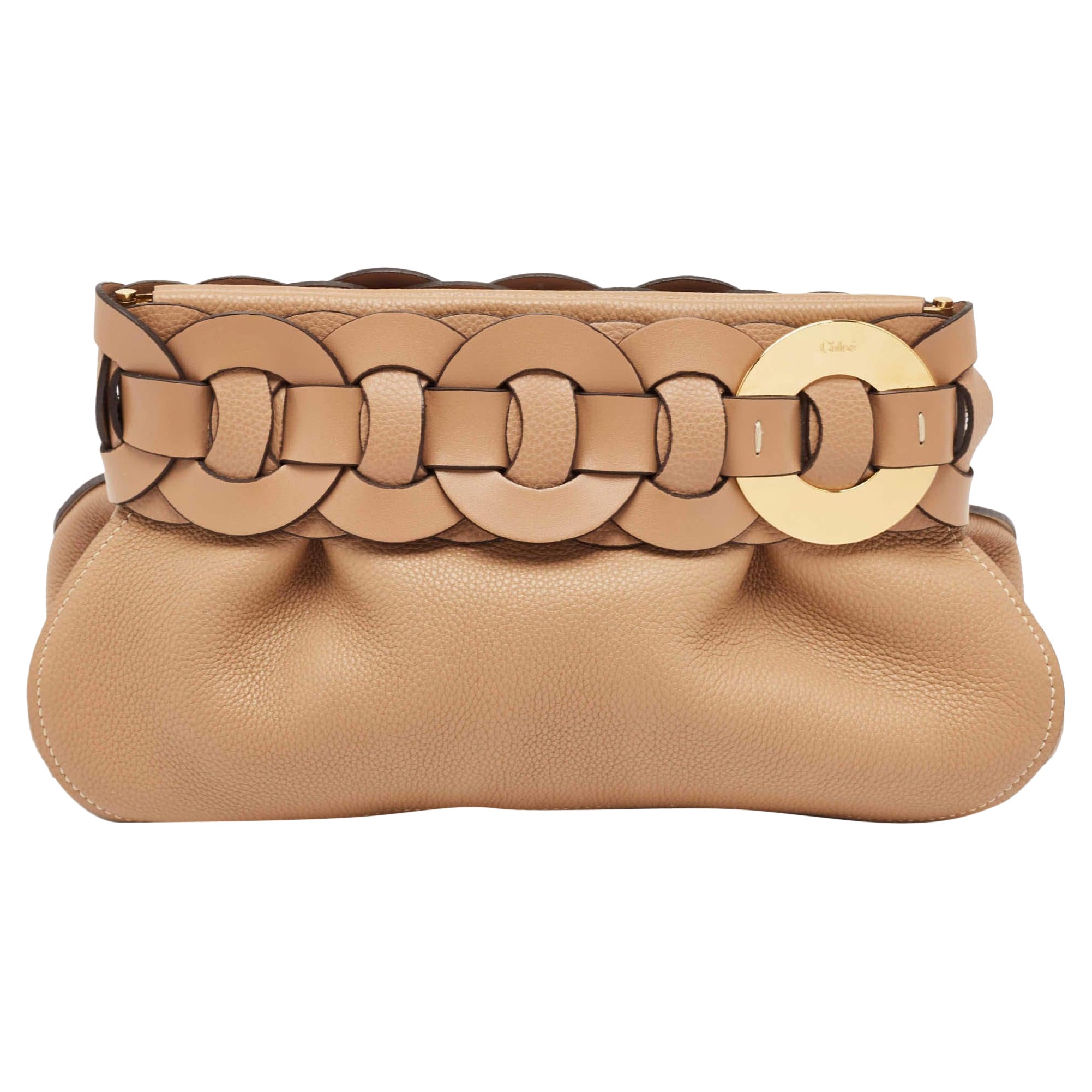 Chloe Beige Leather Leather Darryl Clutch