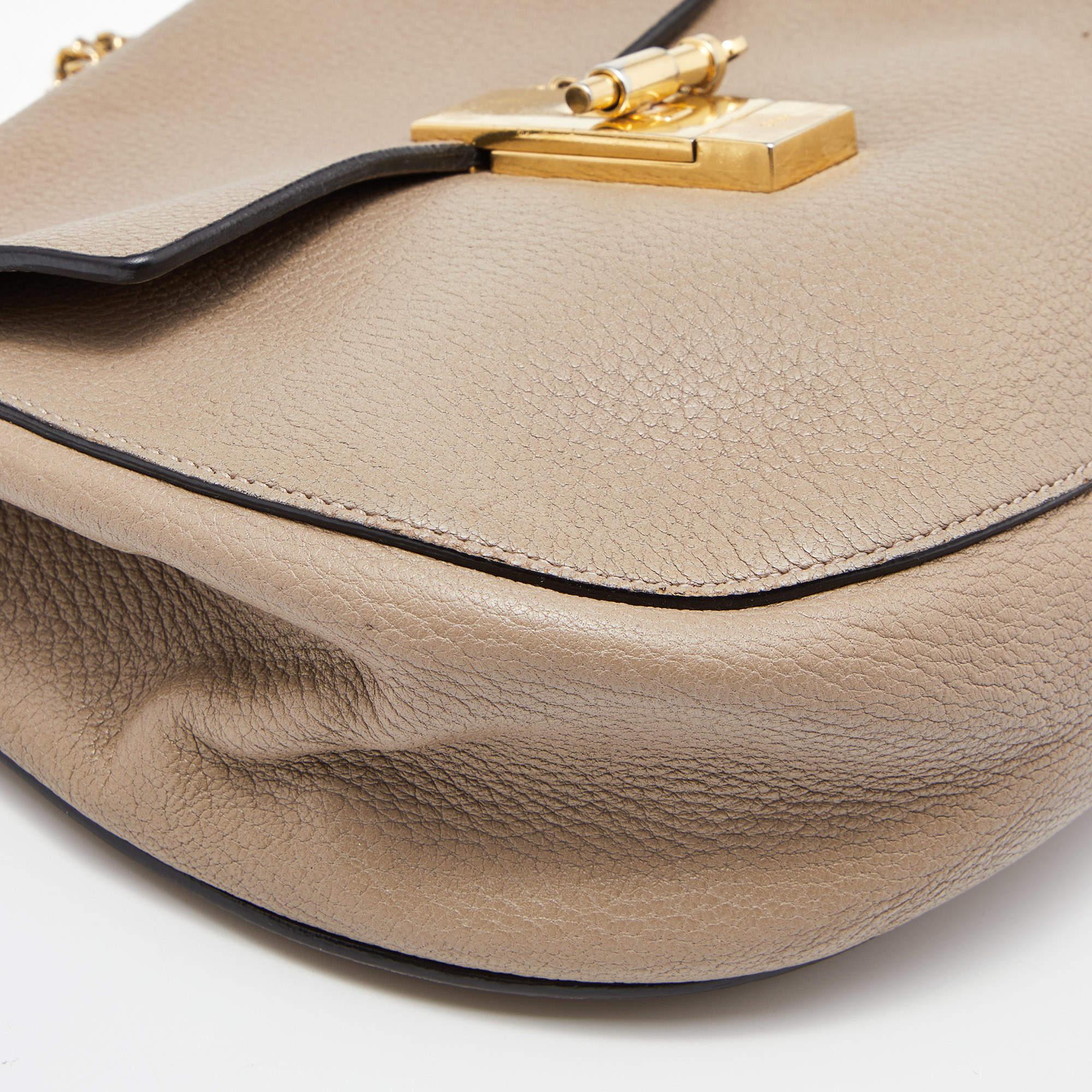 Sac à bandoulière Drew moyen en cuir beige de Chloe 1