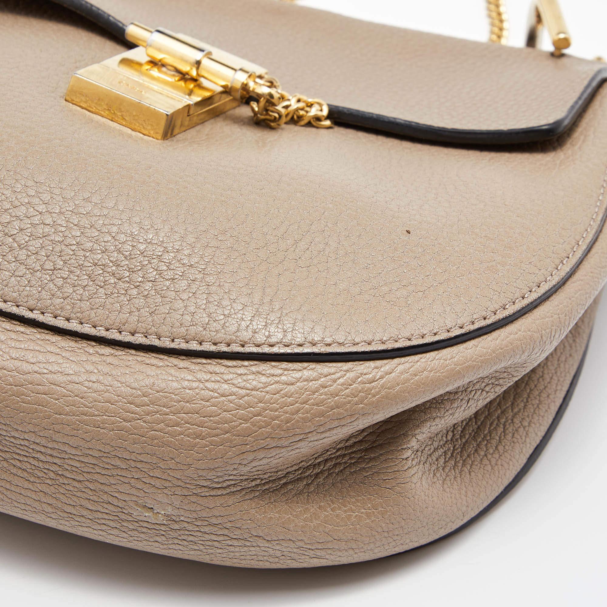 Sac à bandoulière Drew moyen en cuir beige de Chloe 2