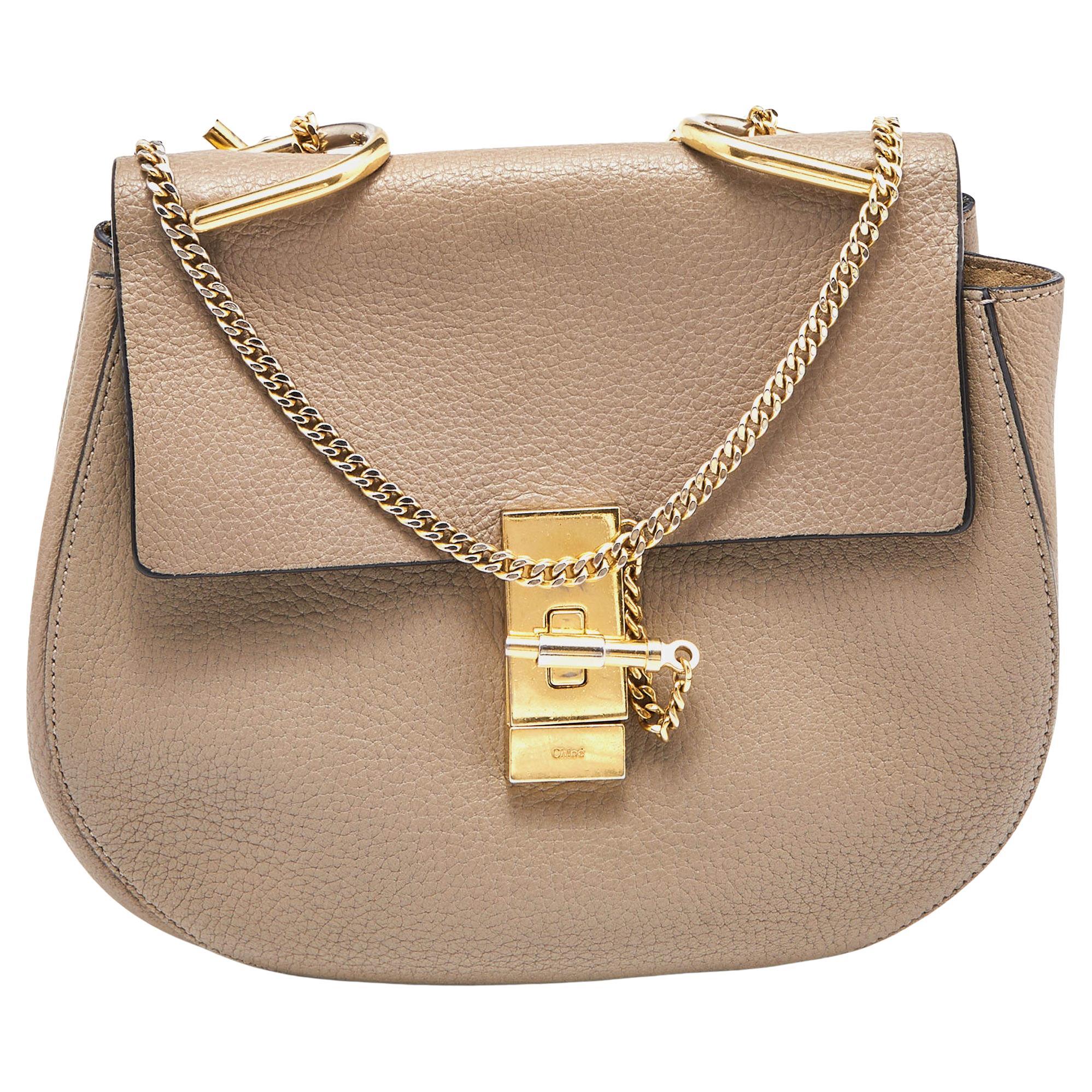 Sac à bandoulière Drew moyen en cuir beige de Chloe