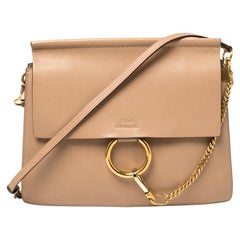 Chloe Beige Leather Medium Faye Shoulder Bag