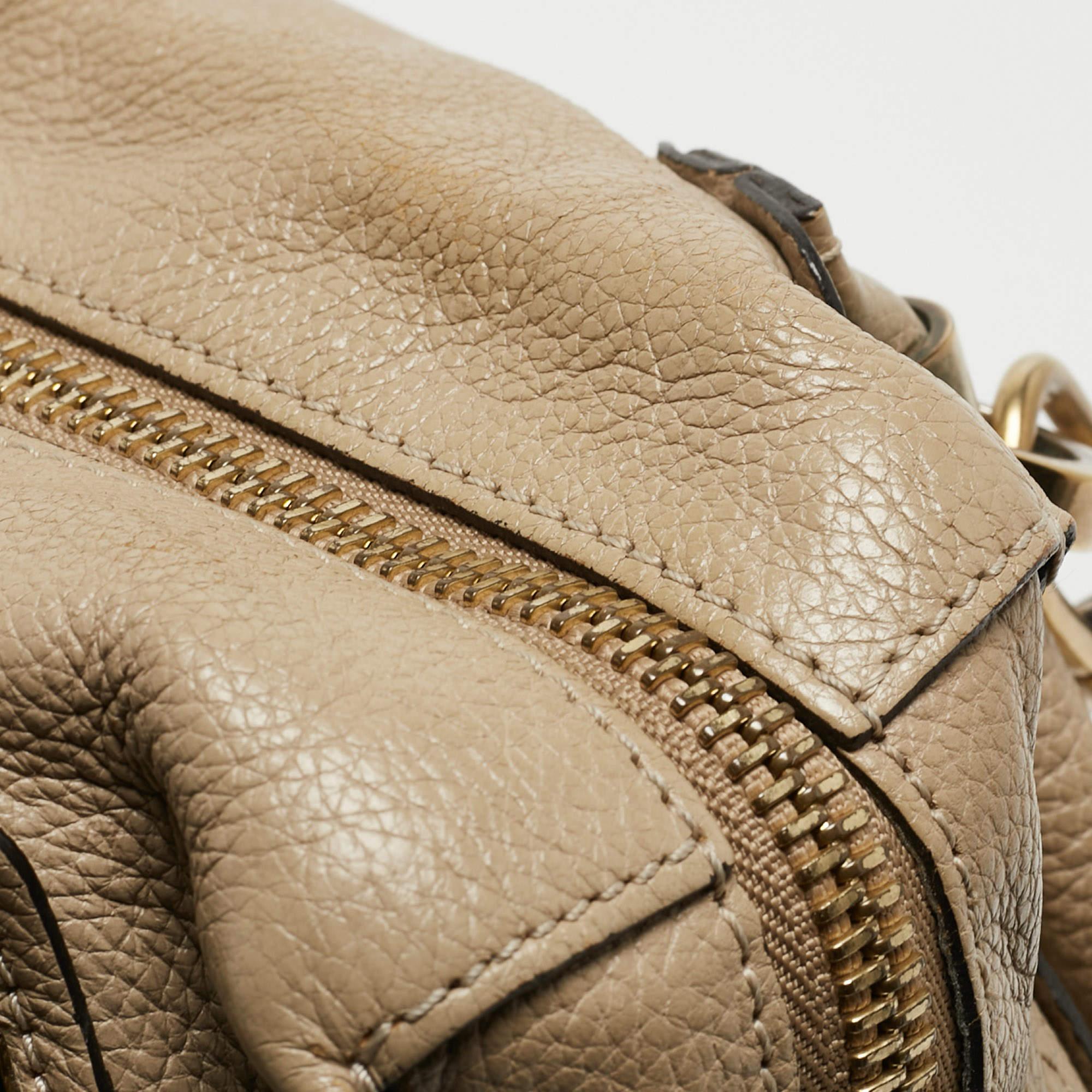 Women's Chloe Beige Leather Medium Paraty Satchel For Sale