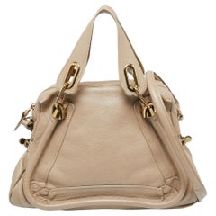 Chloe Beige Leather Medium Paraty Satchel