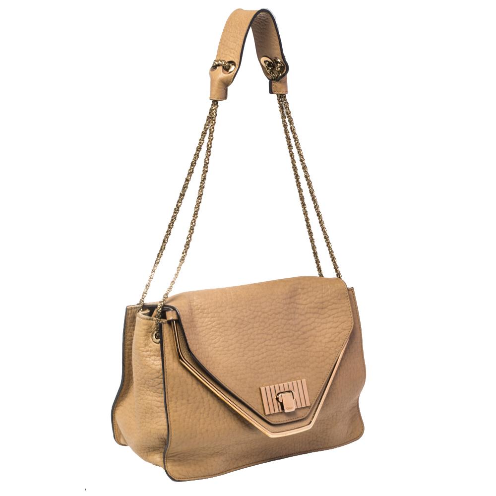 Women's Chloé Beige Leather Medium Sally Flap Shoulder Bag