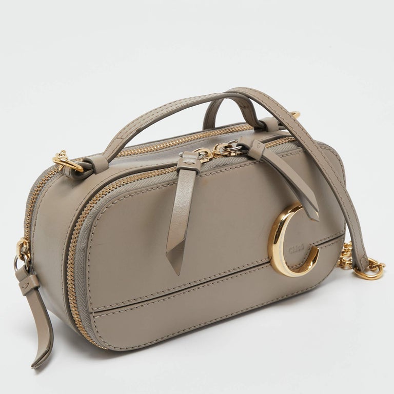 Chloe Beige Leather Mini C Vanity Shoulder Bag For Sale at 1stDibs