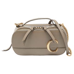 Chloe Beige Leather Mini C Vanity Shoulder Bag