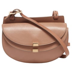 Beigefarbene Mini Georgia Crossbody Tasche aus Leder