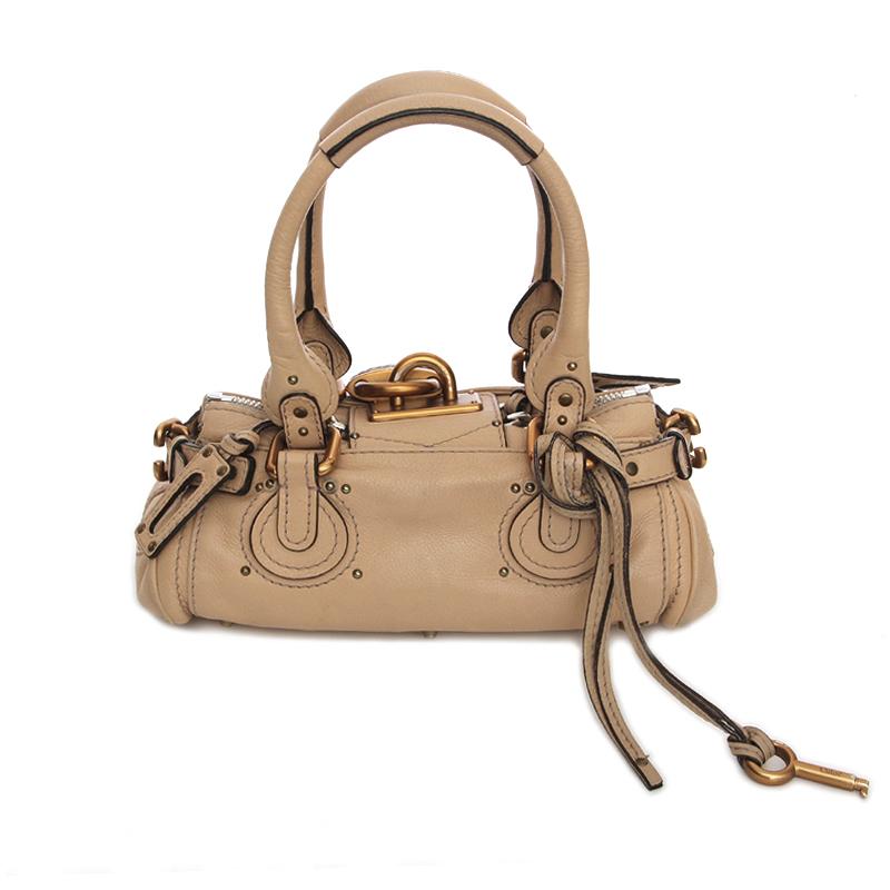 CHLOE beige Leder PADDINGTON MINI Satchel Umhängetasche (Beige)