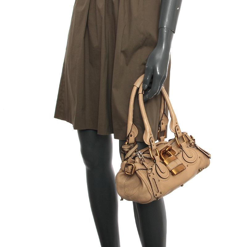Women's CHLOE beige leather PADDINGTON MINI Satchel Shoulder Bag