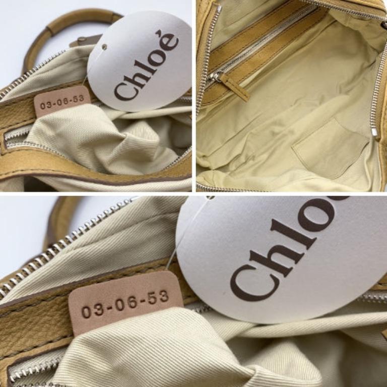 Women's Chloe Beige Leather Paddington Tote Medium Satchel Bowling Bag For Sale