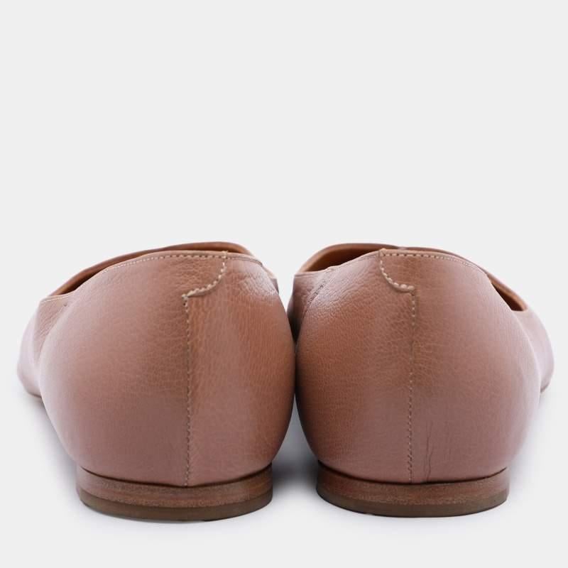 Chloe Beige Leather Pointed Toe Ballet Flats 35 For Sale 1