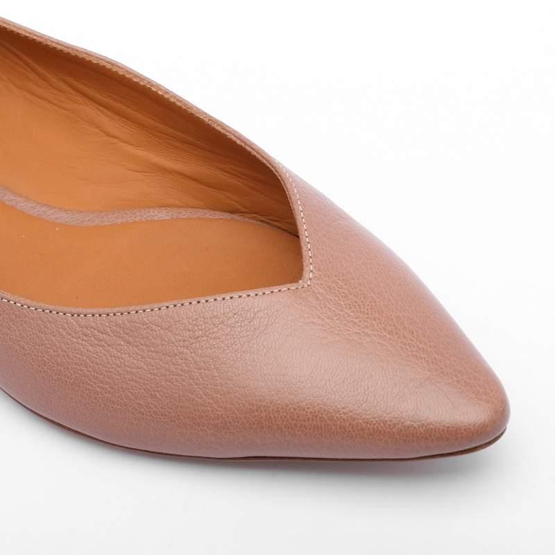 Chloe Beige Leather Pointed Toe Ballet Flats 35 For Sale 3