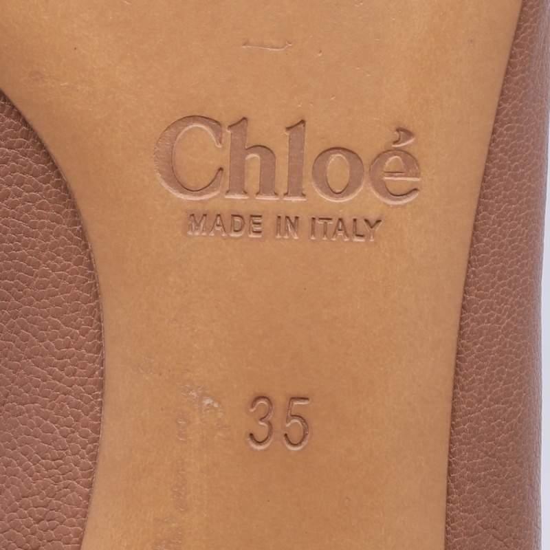 Chloe Beige Leather Pointed Toe Ballet Flats 35 For Sale 4