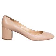 Chloé Beige Leather Scallop Edge Pumps Size IT 38.5