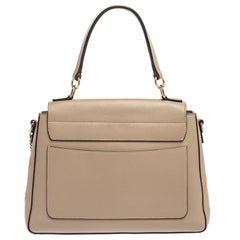 Chloe beige Leather Small Embroidered Faye Day Shoulder Bag