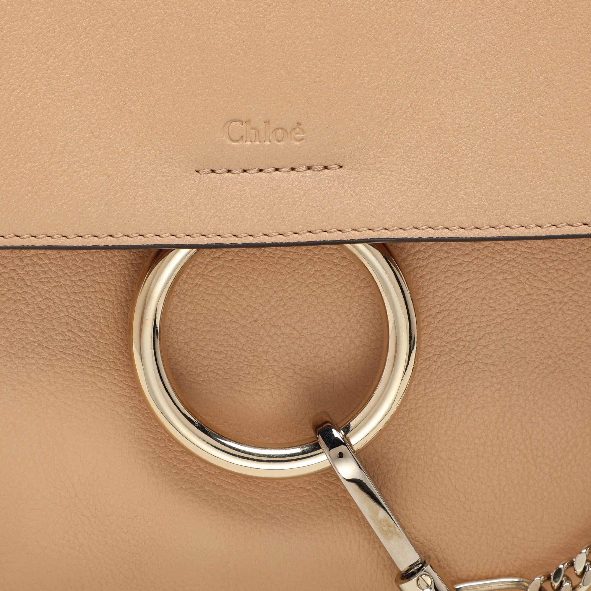 De las mujeres Bolso de asa superior pequeño Faye Day de piel beige de Chloe