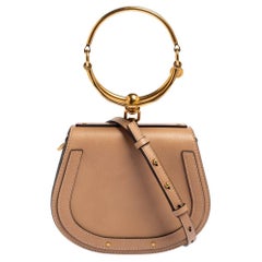 Chloé Beige Leather Small Nile Bracelet Minaudiere Crossbody Bag