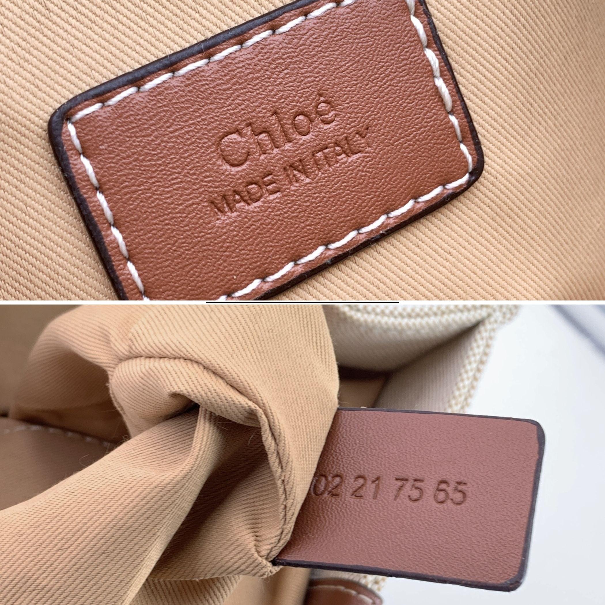 Chloe Beige Leinen Canvas und Leder Große Woody Tote Bag im Angebot 1